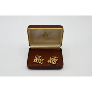 Sherman Sterling Silver Cufflinks Gold Plated "Senator" Vintage w/ Birks  Box